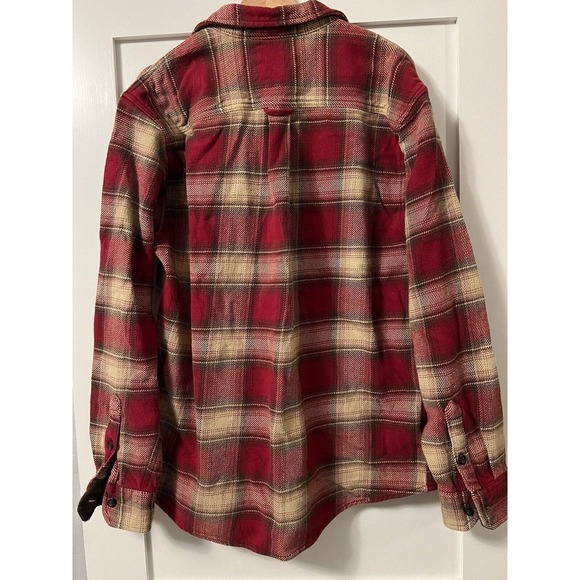 Orvis Heavyweight Flannel Shirt Jacket Mens L Red Plaid Shacket 100% Cotton - Picture 2 of 5